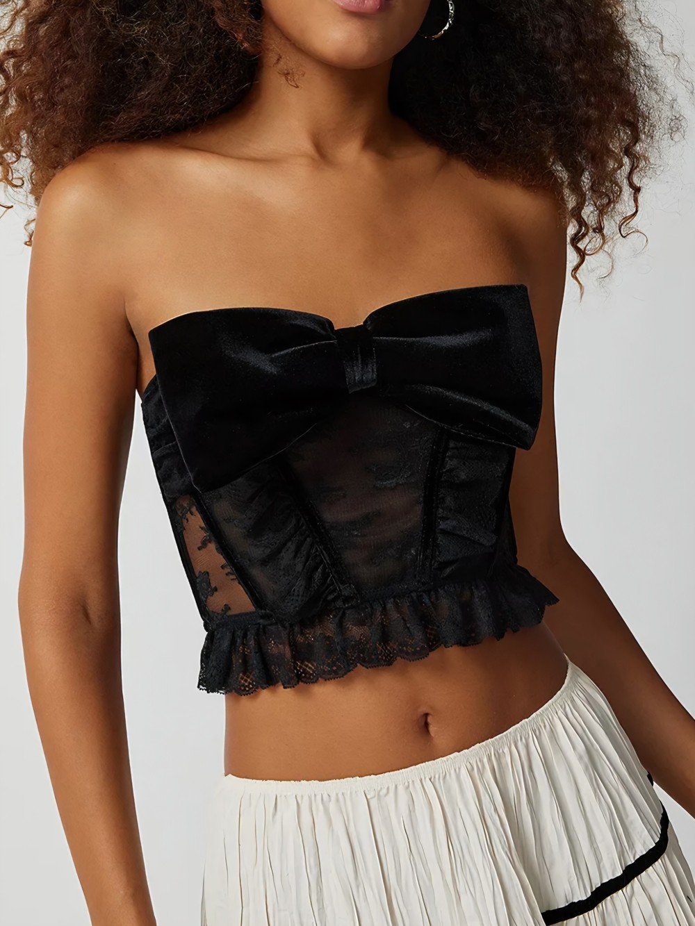 Out From Under "Bow Down to Me" Black Velvet & Lace Corset